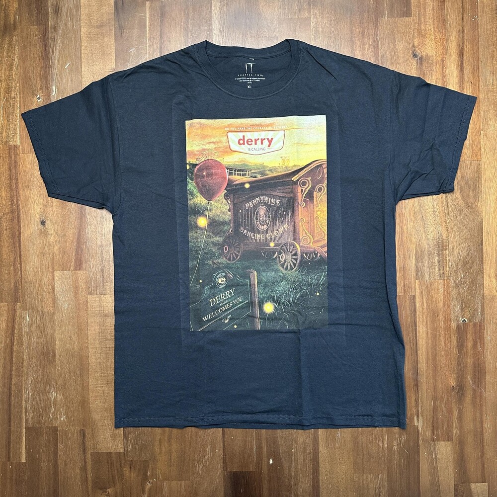 IT Chapter Two Shirt Mens XL Black Derry Is Calling Pennywise Horror Movie Tee